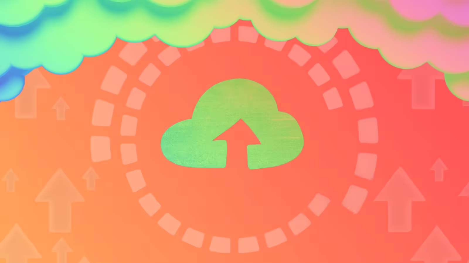 Cloud upload graphic representing data transfer, cloud storage, and seamless backup solutions.